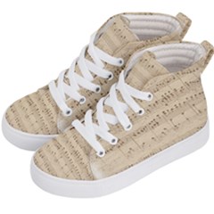 Vintage Beige Music Notes Kids  Hi-top Skate Sneakers by Pakrebo
