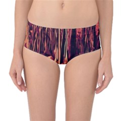 Forest Autumn Trees Trail Road Mid-waist Bikini Bottoms by Pakrebo