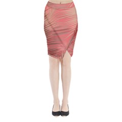 Palms Shadow On Living Coral Midi Wrap Pencil Skirt by LoolyElzayat