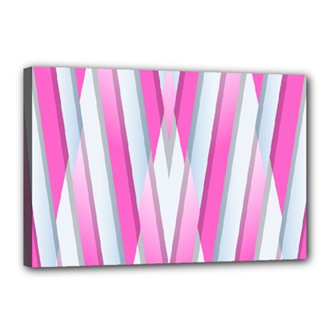 Geometric 3d Design Pattern Pink Canvas 18  X 12  (stretched) by Pakrebo