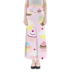 Cupcakes Wallpaper Paper Background Full Length Maxi Skirt by Pakrebo