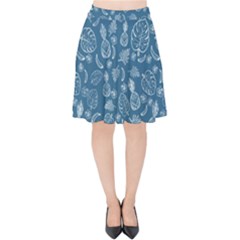 Tropical Pattern Velvet High Waist Skirt by Valentinaart