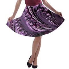 Purple Fractal Flowing Fantasy A-line Skater Skirt by Pakrebo