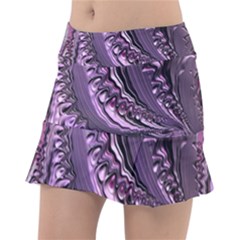 Purple Fractal Flowing Fantasy Tennis Skirt by Pakrebo