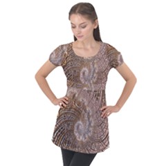Fractal Art Pattern 3d Artwork Puff Sleeve Tunic Top by Pakrebo