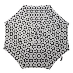 Pattern Star Repeating Black White Hook Handle Umbrellas (small) by Pakrebo