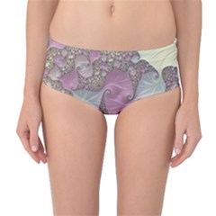 Pastels Cream Abstract Fractal Mid-waist Bikini Bottoms by Pakrebo