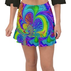 Fractal Neon Art Artwork Fantasy Fishtail Mini Chiffon Skirt by Pakrebo