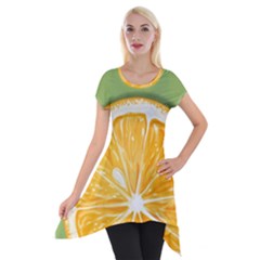 Pop Art Orange  Short Sleeve Side Drop Tunic by Valentinaart