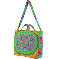 Fractal Art Design Fantasy Light Square Shoulder Tote Bag by Pakrebo