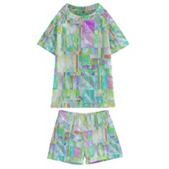 Pastel Quilt Background Texture Kids  Swim Tee And Shorts Set by Pakrebo