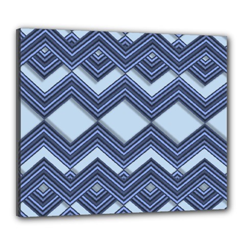 Textile Texture Fabric Zigzag Blue Canvas 24  X 20  (stretched) by Pakrebo