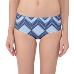 Textile Texture Fabric Zigzag Blue Mid-waist Bikini Bottoms by Pakrebo