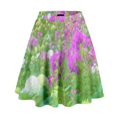 Annabella Hydrangeas And Purple Garden Landscape High Waist Skirt by myrubiogarden