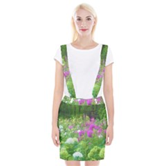 Annabella Hydrangeas And Purple Garden Landscape Braces Suspender Skirt by myrubiogarden