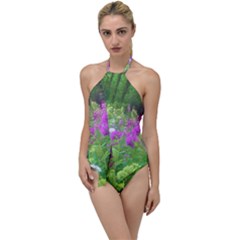 Annabella Hydrangeas And Purple Garden Landscape Go With The Flow One Piece Swimsuit by myrubiogarden