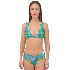 White And Purple Coneflowers And Yellow Rudbeckia Double Strap Halter Bikini Set by myrubiogarden