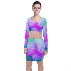 Abstract Pink Hibiscus Bloom With Flower Power Top And Skirt Sets by myrubiogarden