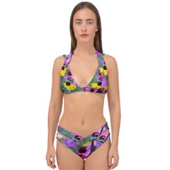 Yellow Flowers In The Purple Coneflower Garden Double Strap Halter Bikini Set by myrubiogarden