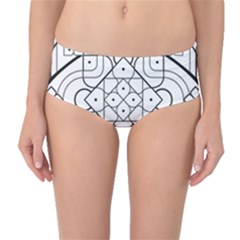 Mandala Drawing Dyes Page Mid-waist Bikini Bottoms by Pakrebo