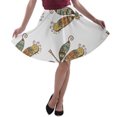 Pattern Dragonfly Background A-line Skater Skirt by Pakrebo