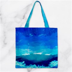 Blue Sky Artwork Drawing Painting Zipper Grocery Tote Bag by Pakrebo