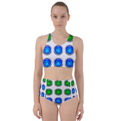 Vector Round Image Color Button Racer Back Bikini Set by Pakrebo