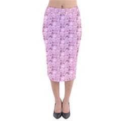 Texture Flower Background Pink Velvet Midi Pencil Skirt by Pakrebo