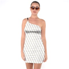 No Step On Snek Pattern Yellow On White Background Gadsden Flag Meme Parody One Soulder Bodycon Dress by snek