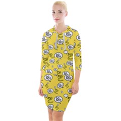 No Step On Snek Do Not Bubble Speech Pattern Yellow Background Meme Quarter Sleeve Hood Bodycon Dress by snek
