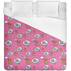 No Step On Snek Do Not Bubble Speech Pattern Pink Background Meme Duvet Cover (king Size) by snek