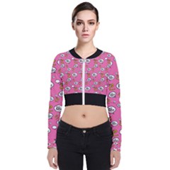 No Step On Snek Do Not Bubble Speech Pattern Pink Background Meme Long Sleeve Zip Up Bomber Jacket by snek