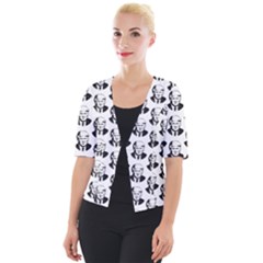 Trump Retro Face Pattern Maga Black And White Us Patriot Cropped Button Cardigan by snek