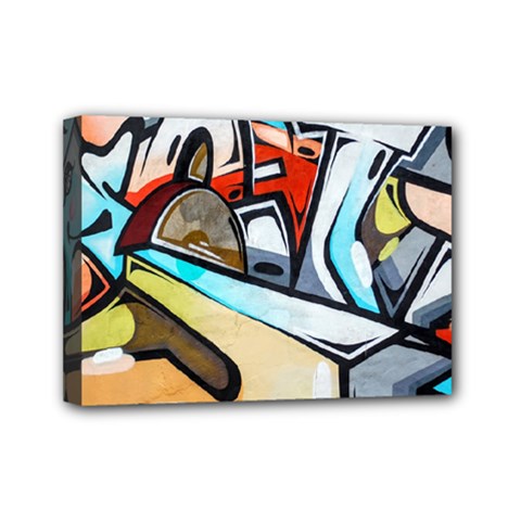 Blue Face King Graffiti Street Art Urban Blue And Orange Face Abstract Hiphop Mini Canvas 7  X 5  (stretched) by genx