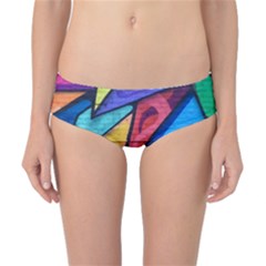 Urban Colorful Graffiti Brick Wall Industrial Scale Abstract Pattern Classic Bikini Bottoms by genx