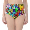 Graffiti abstract with colorful tubes and biology artery theme Classic High-Waist Bikini Bottoms View1