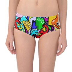 Graffiti Abstract With Colorful Tubes And Biology Artery Theme Mid-waist Bikini Bottoms by genx