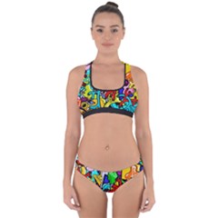 Graffiti Abstract With Colorful Tubes And Biology Artery Theme Cross Back Hipster Bikini Set by genx