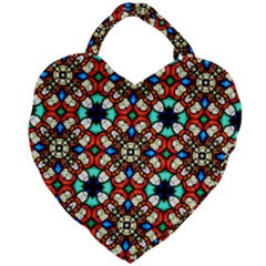 Stained Glass Pattern Texture Face Giant Heart Shaped Tote by Pakrebo