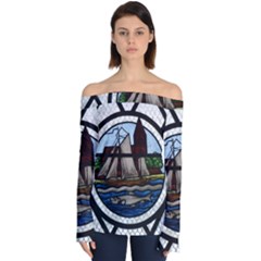 Window Image Stained Glass Off Shoulder Long Sleeve Top by Pakrebo