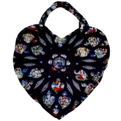 Stained Glass Sainte Chapelle Gothic Giant Heart Shaped Tote by Pakrebo