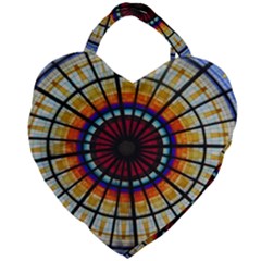 Background Stained Glass Window Giant Heart Shaped Tote by Pakrebo