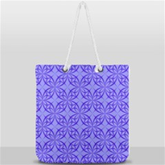 Blue Curved Line Full Print Rope Handle Tote (large) by Mariart