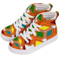 Shape Plaid Kids  Hi-top Skate Sneakers by Mariart