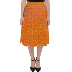 Orange Mosaic Structure Background Classic Midi Skirt by Pakrebo