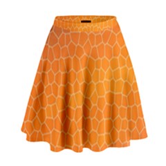 Orange Mosaic Structure Background High Waist Skirt by Pakrebo