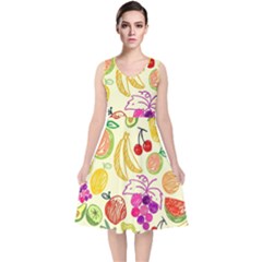 Seamless Pattern Desktop Decoration V-neck Midi Sleeveless Dress  by Pakrebo