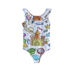 Baby Equipment Child Sketch Hand Kids  Frill Swimsuit by Pakrebo