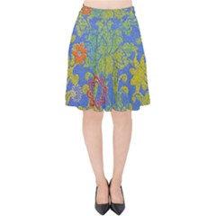 Paint Concrete Old Rough Textured Velvet High Waist Skirt by Pakrebo