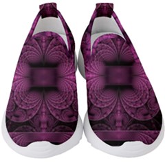 Fractal Magenta Pattern Geometry Kids  Slip On Sneakers by Pakrebo